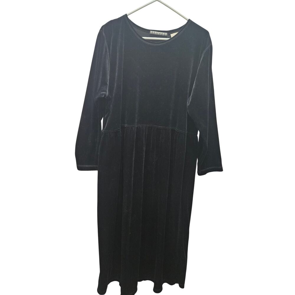 Erika Studio 1X Black Velour Maxi Dress Empire Gothic Modest Funeral